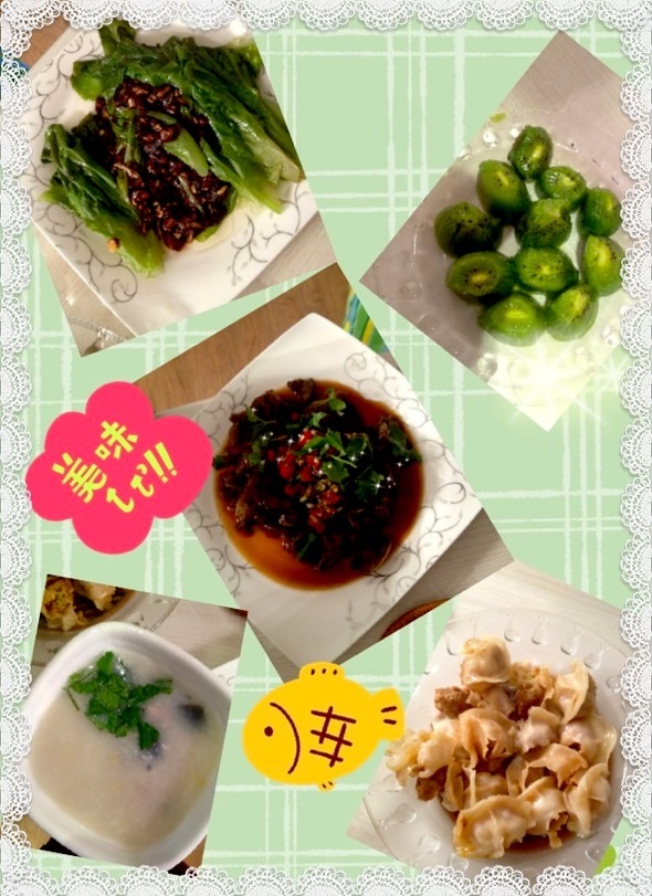 生菜瘦肉+凉拌名称+木耳皮蛋粥+蚝油_Triang锅贴营养食品图片